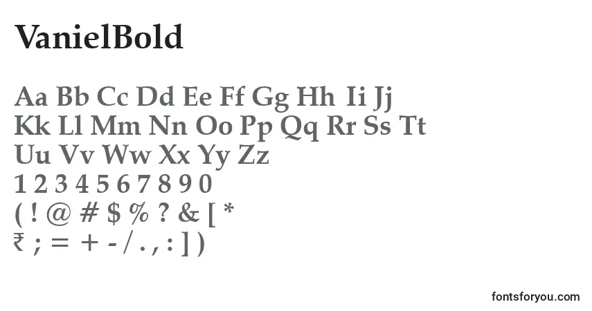 Шрифт VanielBold – алфавит, цифры, специальные символы