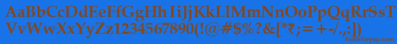 フォントVanielBold – 茶色の文字が青い背景にあります。