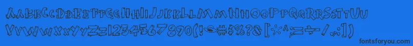 Weitere Informationen zur BurnstowndamRegular-Schriftart BurnstowndamRegular-Schriftart – Schwarze Schriften auf blauem Hintergrund