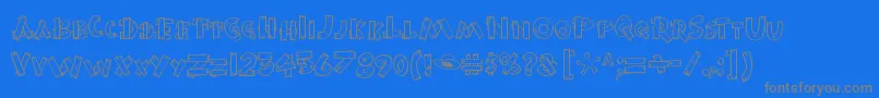 フォントBurnstowndamRegular – 青い背景に灰色の文字