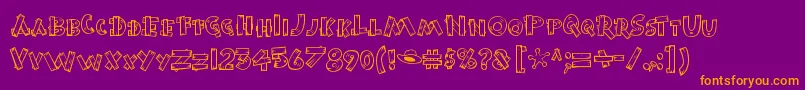 Weitere Informationen zur BurnstowndamRegular-Schriftart BurnstowndamRegular-Schriftart – Orangefarbene Schriften auf violettem Hintergrund