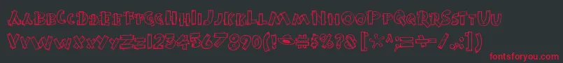 フォントBurnstowndamRegular – 黒い背景に赤い文字