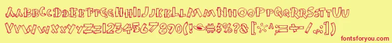 BurnstowndamRegular Font – Red Fonts on Yellow Background