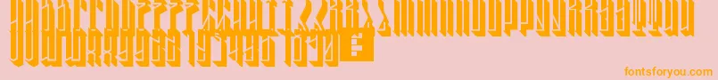 TallBoy3D-Schriftart – Orangefarbene Schriften auf rosa Hintergrund
