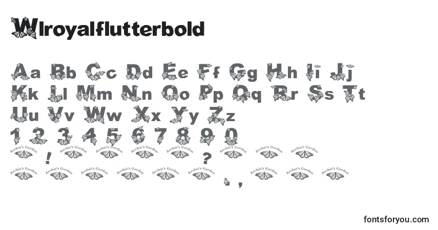 Schriftart Wlroyalflutterbold – Alphabet, Zahlen, spezielle Symbole