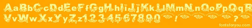 Wlroyalflutterbold-Schriftart – Gelbe Schriften auf orangefarbenem Hintergrund