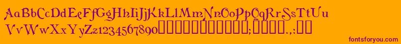 FlaubertTM-Schriftart – Violette Schriften auf orangefarbenem Hintergrund