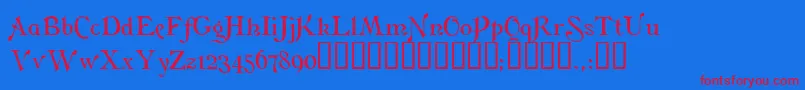 FlaubertTM-fontti – punaiset fontit sinisellä taustalla