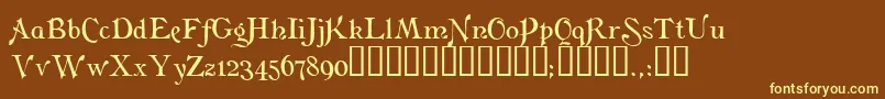 FlaubertTM-fontti – keltaiset fontit ruskealla taustalla