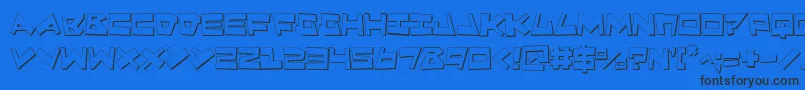 Quake3D-Schriftart – Schwarze Schriften auf blauem Hintergrund