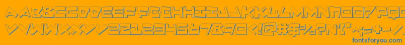 Quake3D-Schriftart – Blaue Schriften auf orangefarbenem Hintergrund
