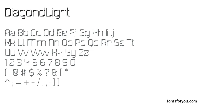 Czcionka DiagondLight – alfabet, cyfry, specjalne znaki