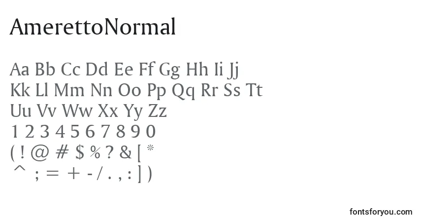 AmerettoNormalフォント–アルファベット、数字、特殊文字