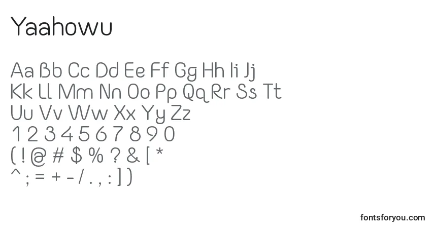 Czcionka Yaahowu – alfabet, cyfry, specjalne znaki