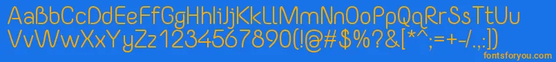 Yaahowu-Schriftart – Orangefarbene Schriften auf blauem Hintergrund