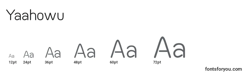 Размеры шрифта Yaahowu