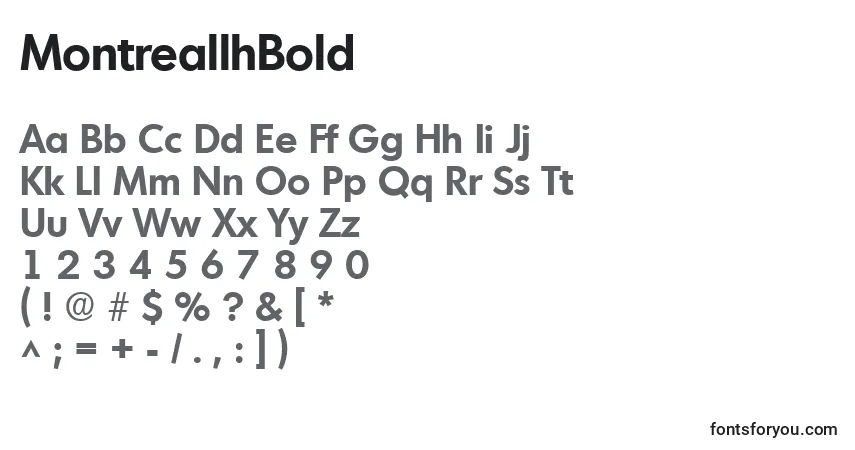Czcionka MontreallhBold – alfabet, cyfry, specjalne znaki