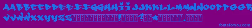 フォントWhoa – 紫色の背景に青い文字