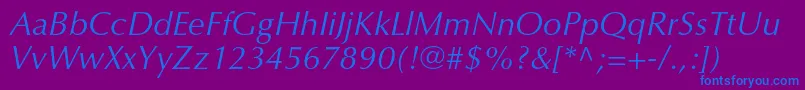 OptimaltstdItalic Font – Blue Fonts on Purple Background