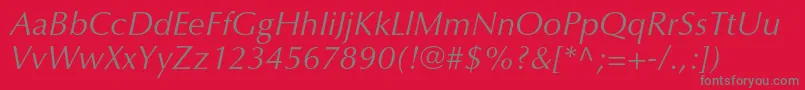 OptimaltstdItalic Font – Gray Fonts on Red Background