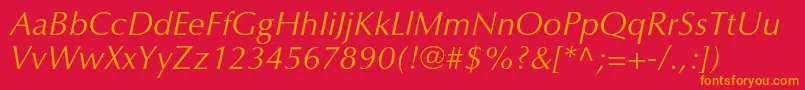 OptimaltstdItalic Font – Orange Fonts on Red Background