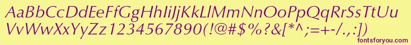 OptimaltstdItalic Font – Purple Fonts on Yellow Background