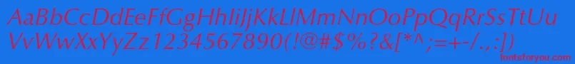 OptimaltstdItalic Font – Red Fonts on Blue Background