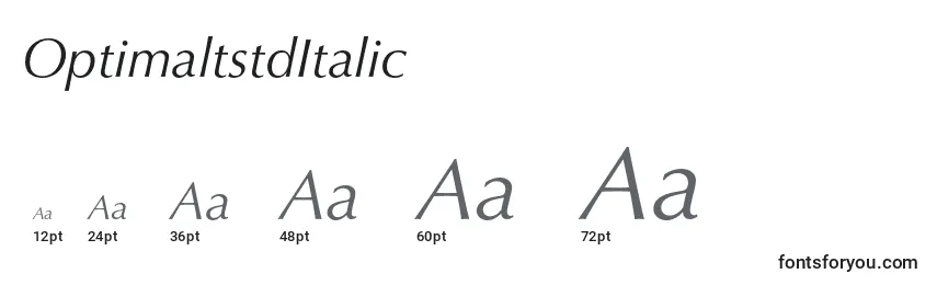 Размеры шрифта OptimaltstdItalic