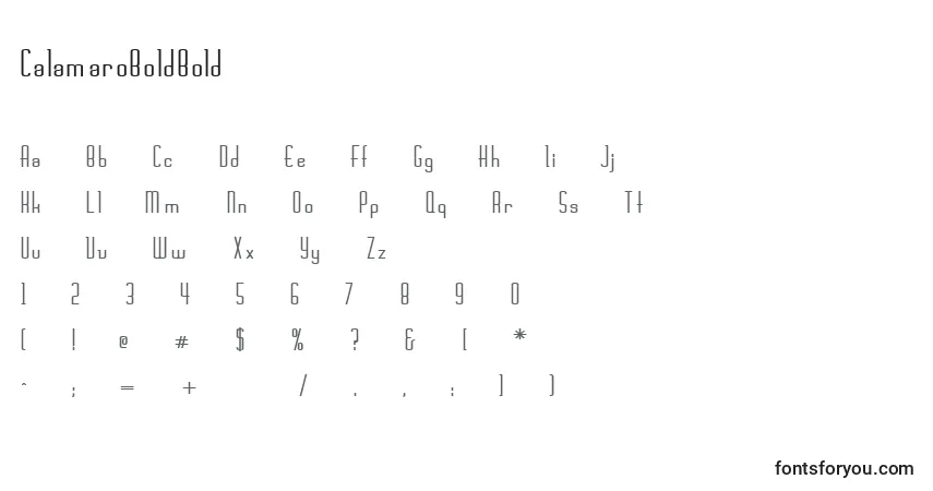 Czcionka CalamaroBoldBold – alfabet, cyfry, specjalne znaki