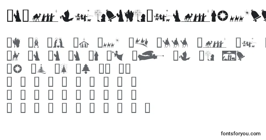 Schriftart SlChristmasSilhouettes – Alphabet, Zahlen, spezielle Symbole