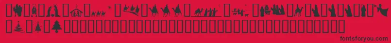 フォントSlChristmasSilhouettes – 赤い背景に黒い文字