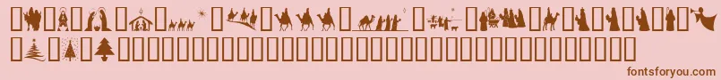 SlChristmasSilhouettes-Schriftart – Braune Schriften auf rosa Hintergrund