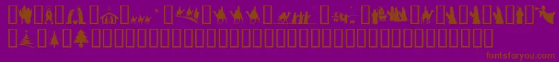 SlChristmasSilhouettes-Schriftart – Braune Schriften auf violettem Hintergrund