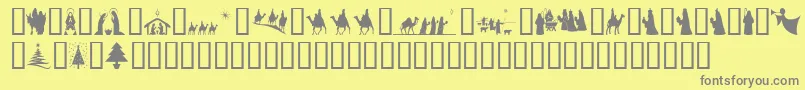 SlChristmasSilhouettes Font – Gray Fonts on Yellow Background