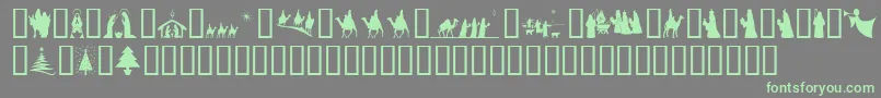 Czcionka SlChristmasSilhouettes – zielone czcionki na szarym tle