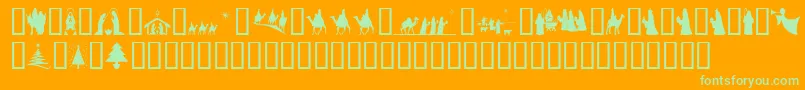 Weitere Informationen zur SlChristmasSilhouettes-Schriftart SlChristmasSilhouettes-Schriftart – Grüne Schriften auf orangefarbenem Hintergrund