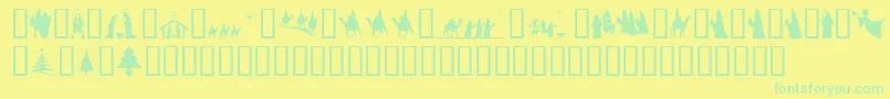 Шрифт SlChristmasSilhouettes – зелёные шрифты на жёлтом фоне