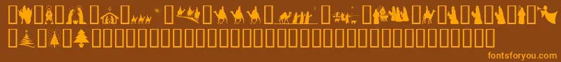 Подробнее о шрифте SlChristmasSilhouettes Шрифт SlChristmasSilhouettes – оранжевые шрифты на коричневом фоне