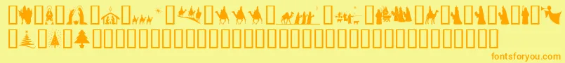 SlChristmasSilhouettes Font – Orange Fonts on Yellow Background