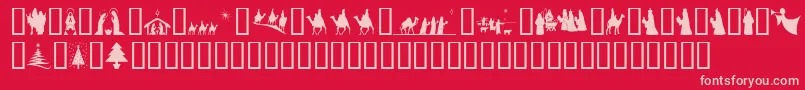 SlChristmasSilhouettes Font – Pink Fonts on Red Background