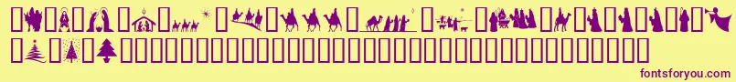 SlChristmasSilhouettes Font – Purple Fonts on Yellow Background