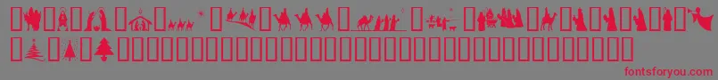 Fonte SlChristmasSilhouettes – fontes vermelhas em um fundo cinza