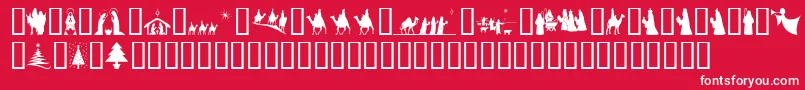 SlChristmasSilhouettes Font – White Fonts on Red Background