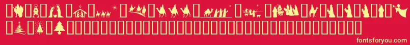 SlChristmasSilhouettes Font – Yellow Fonts on Red Background