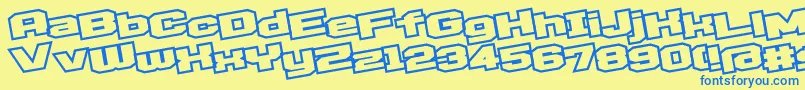 D3EgoistismOutlineLeaning Font – Blue Fonts on Yellow Background