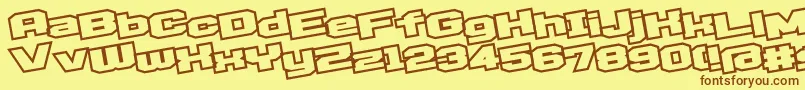D3EgoistismOutlineLeaning Font – Brown Fonts on Yellow Background