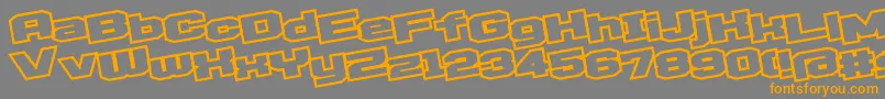 Weitere Informationen zur D3EgoistismOutlineLeaning-Schriftart D3EgoistismOutlineLeaning-Schriftart – Orangefarbene Schriften auf grauem Hintergrund