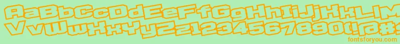D3EgoistismOutlineLeaning Font – Orange Fonts on Green Background