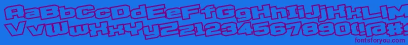 D3EgoistismOutlineLeaning-fontti – violetit fontit sinisellä taustalla