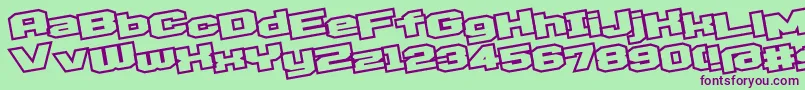 D3EgoistismOutlineLeaning Font – Purple Fonts on Green Background